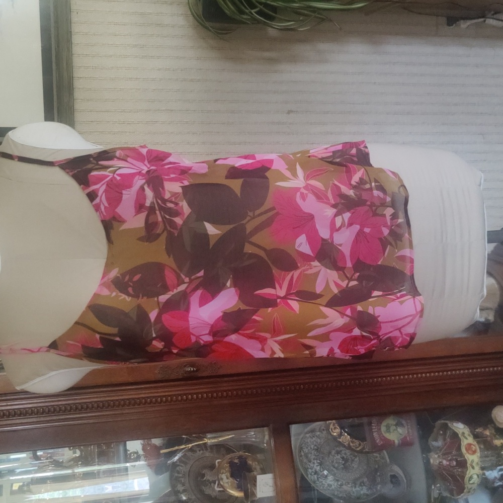 CABI Medium 2 piece Blouse Multi color with an Olive background